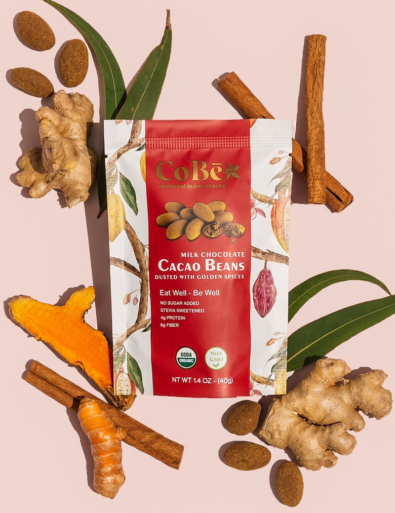 CoBē Organic Vegan Dark Chocolate Covered Cacao Beans Sweetened with Stevia and Dusted with Cocoa