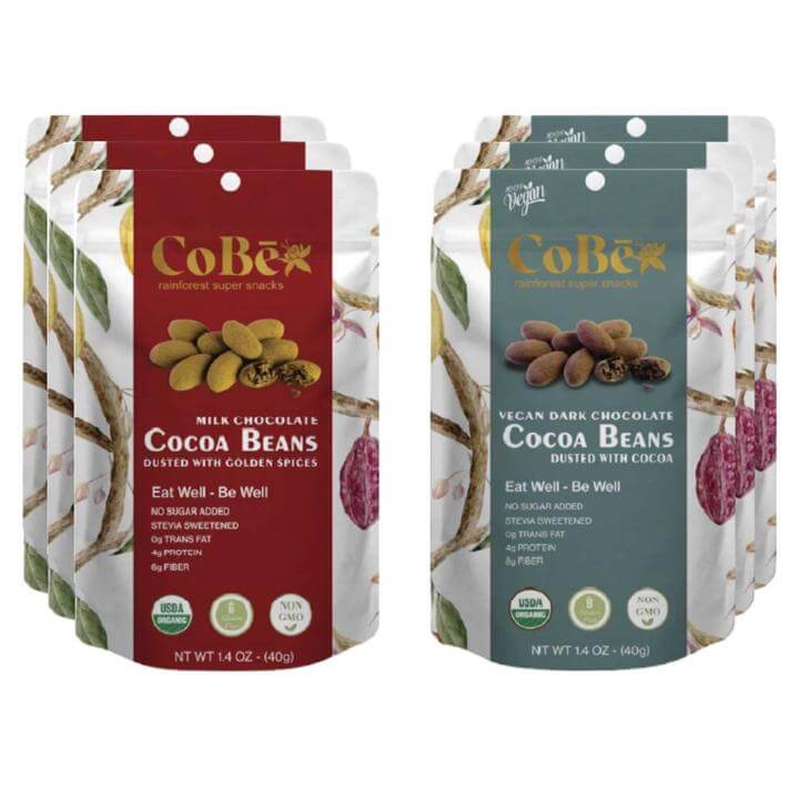 CoBē Snacks Organic Chocolate Covered Cacao Beans - America's Big Deal Variety Pack