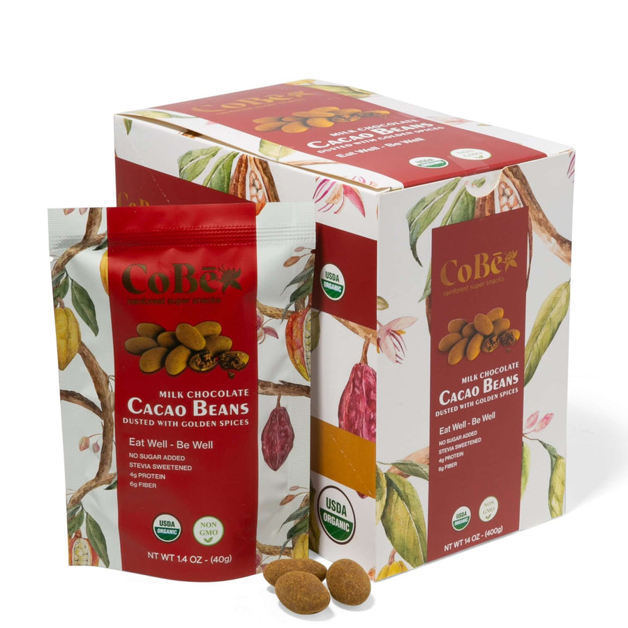 CoBē Snacks Milk Chocolate Covered Cacao Beans Sweetened With Stevia