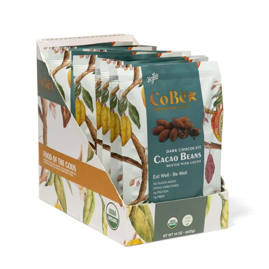 CoBē Snacks Vegan Dark Chocolate Covered Cacao Beans Dusted With Cocoa